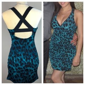 Charlotte Russe mini snake dress turquoise black